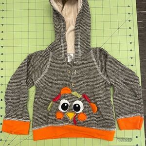 Baby Essentials Striped Gray Hoodie with Orange Accents